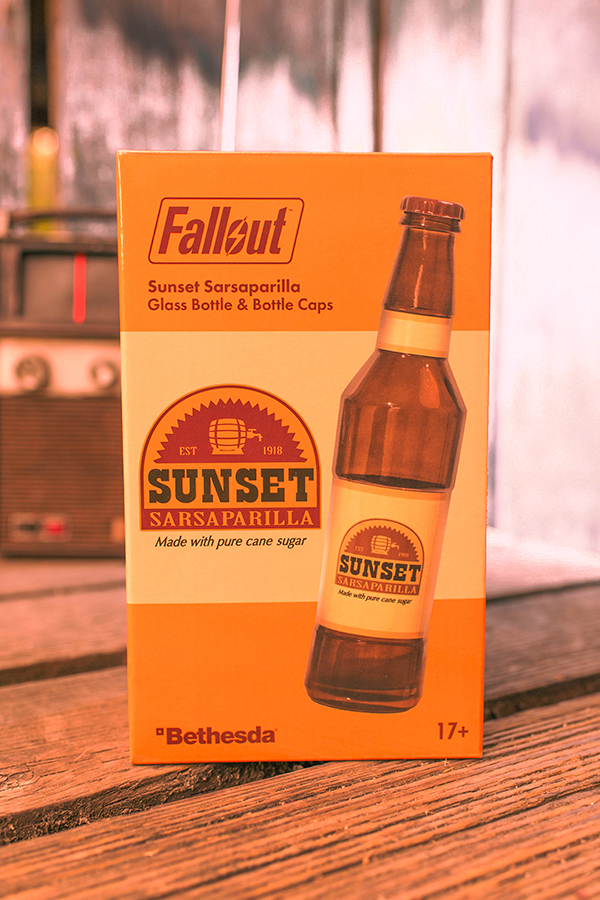 Fallout Sunset Sarsaparilla Glass Bottle & Bottle Caps