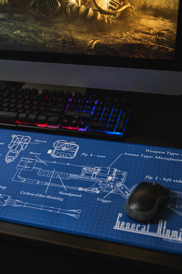 Fallout Laser Rifle Schematics Oversized Mouse Pad
