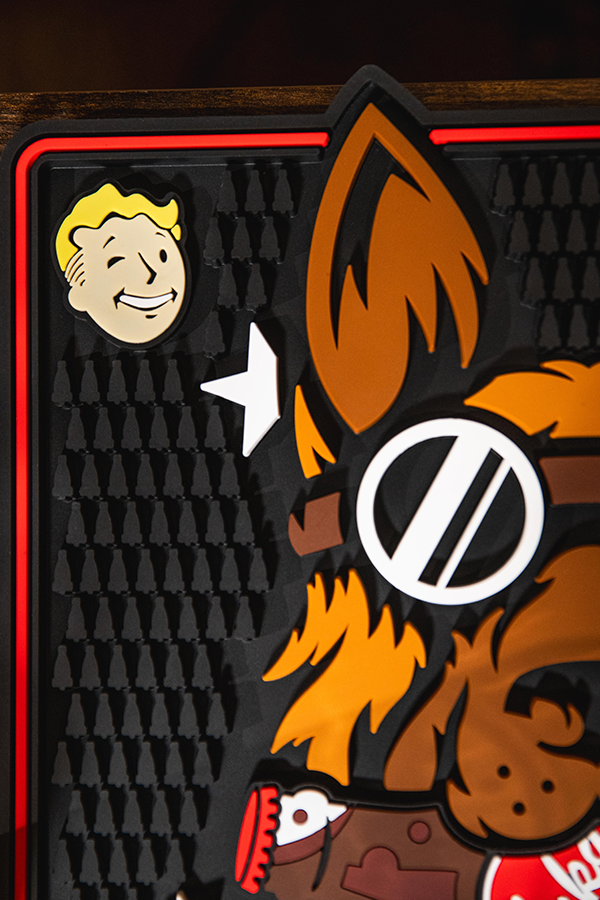 Character with a distinctive hairstyle and outfit on a textured background