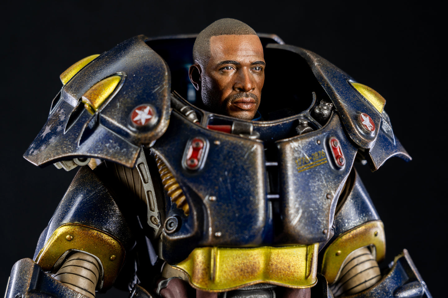 Front view of Tricentennial collectible figure showing the head