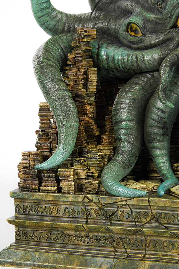 Detail shot of the towers of books and tentacles of The Elder Scrolls Online Hermaeus Mora Limited Edition Statue
