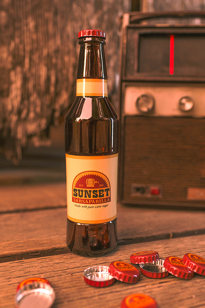 Fallout Sunset Sarsaparilla Glass Bottle & Bottle Caps