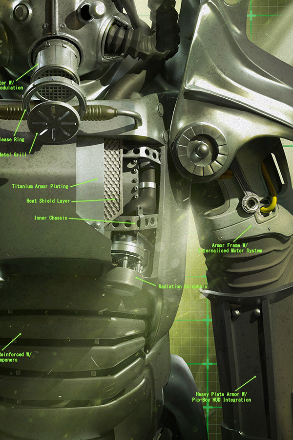 Fallout T-45 Schematic Lithograph by Harry Osborn