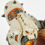 Close-up shot of the DOOM Eternal Revenant Statue, showing the details of its missile launcher and its skull decoration.