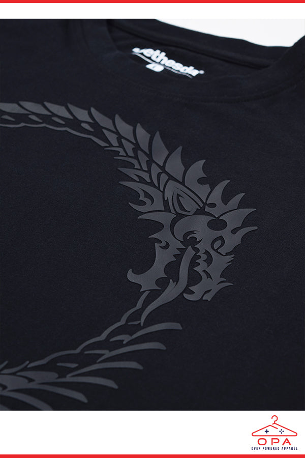 Image: Elder Scrolls Online Ouroboros Molag Bal T-Shirt closeup front logo