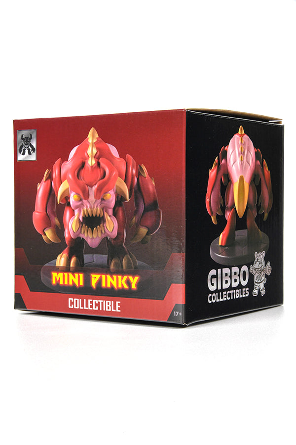 Quarter view of the box, revealing a side with a picture of the figure’s back side, and the Gibbo Collectibles logo.