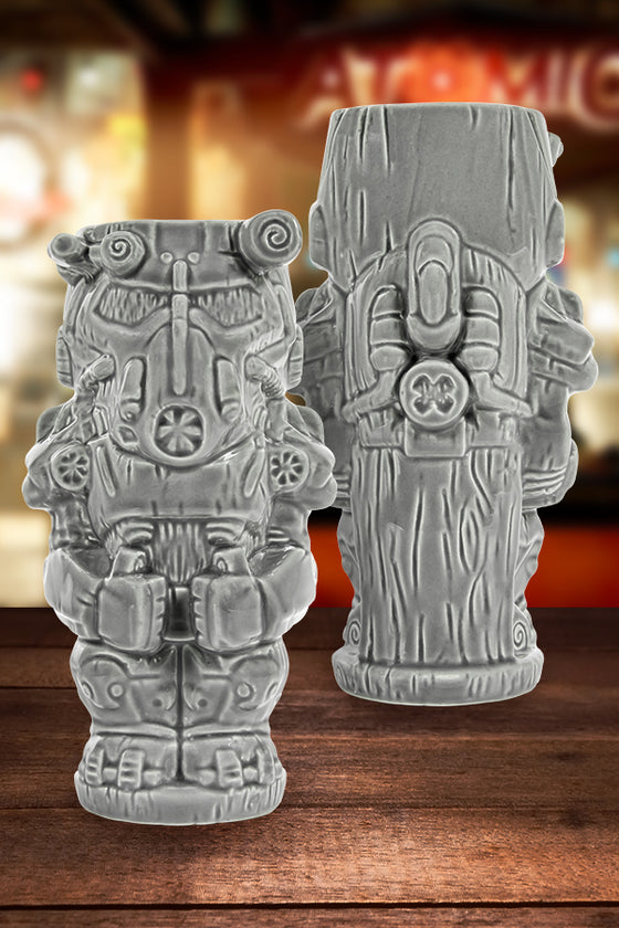 The Fallout Power Armor Geeki Tiki from the front and back