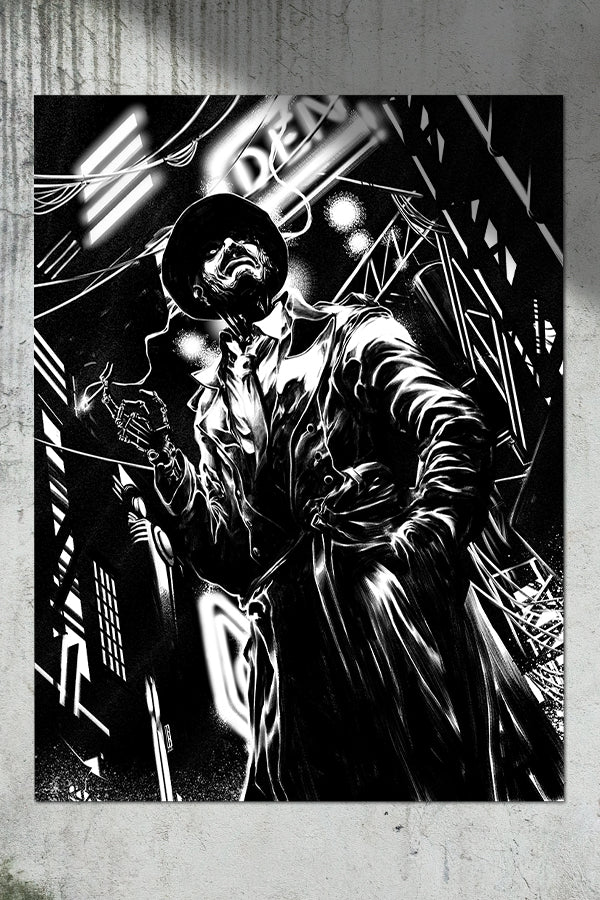 Fallout Nick Valentine Noir Lithograph