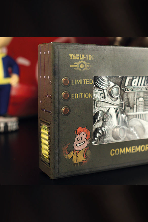 Image: Fallout Limited Edition 25th Anniversary Ingot closeup of packaging