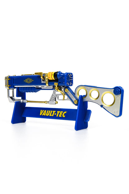 Side view of the Fallout AER9 Vault-Tec Laser Rifle from the back facing left.