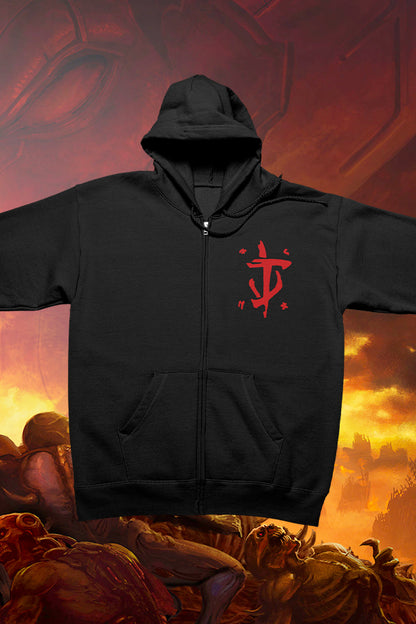 Image: DOOM Crucible Hoodie front view without model
