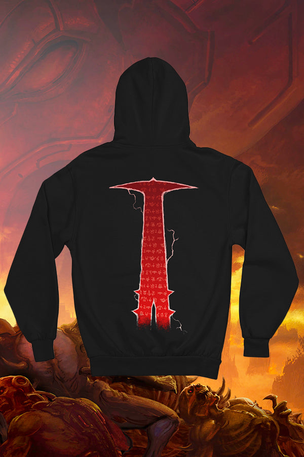 Image: DOOM Crucible Hoodie back view without model