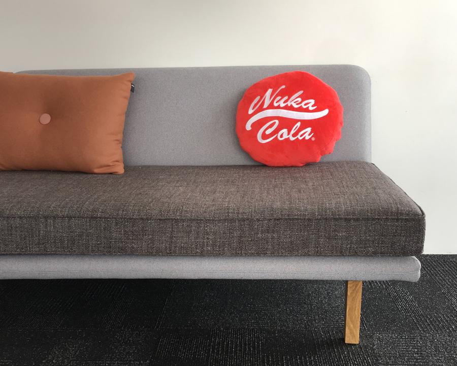 Nuka Cola Bottle Cap Plush Pillow lifestyle